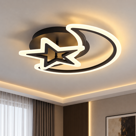 LED chandelier with remote control MOON AND STAR 59W, 2 Elements, Cold/Warm/Neutral light, Dimmable, Black