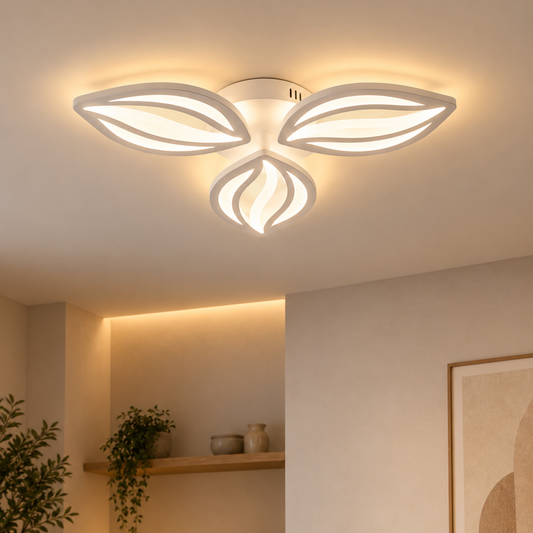 LED chandelier with remote control ORCHID 40W, 3 Petals, Cold/Warm/Neutral light, Dimmable, White