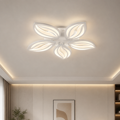 LED chandelier with remote control ORCHID 66W, 5 Petals, Cold/Warm/Neutral light, Dimmable, White, Metal and Acrylic