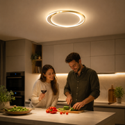 LED chandelier with remote control SOLARA 51W, 2 Circles, Cold/Warm/Neutral light, Dimmable, White Gold