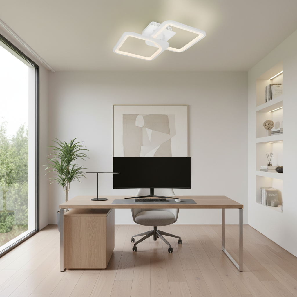 LED chandelier with remote control ZOE 41W, 2 Squares, Cold/Warm/Neutral light, Dimmable, White LED chandelier with remote control Default Title Alessandro Design