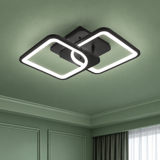 LED chandelier with remote control ZOE 41W, 2 Squares, Cold/Warm/Neutral light, Dimmable, Black