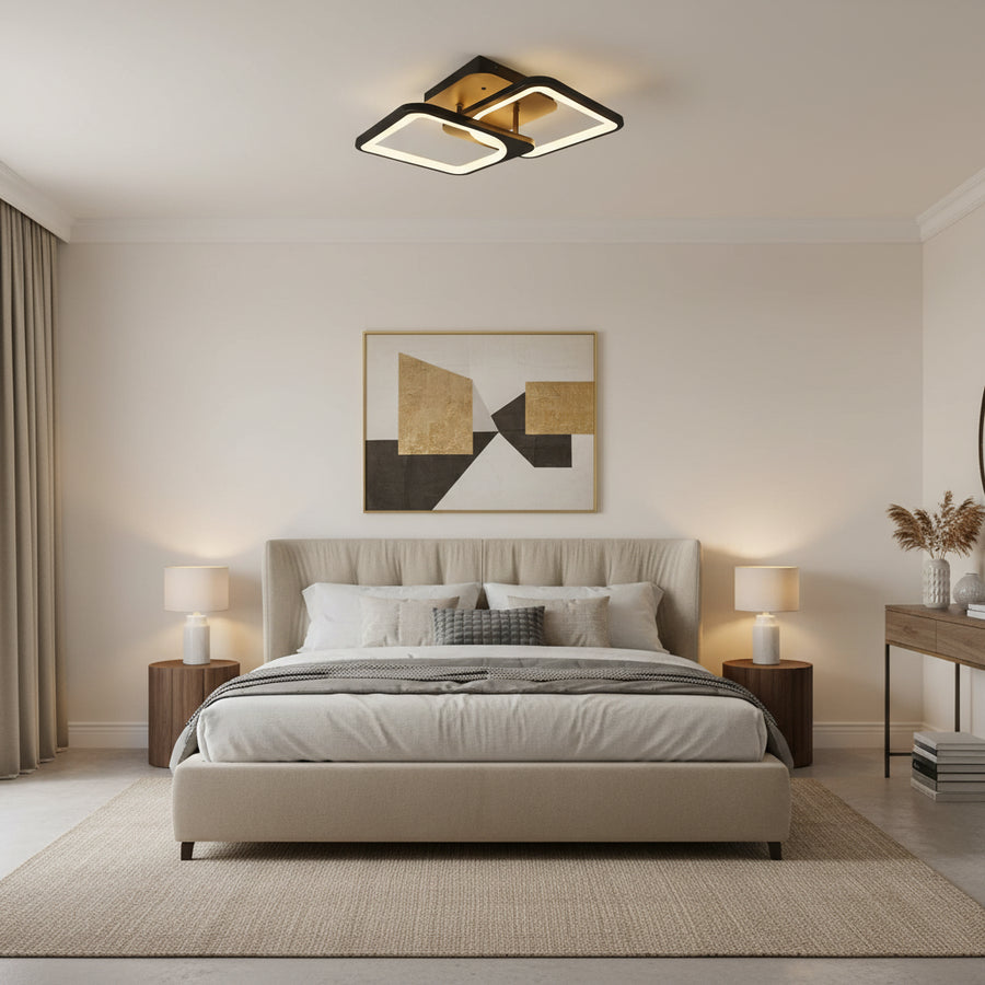 LED chandelier with remote control ZOE 27W, 2 Squares, Cold/Warm/Neutral light, Dimmable, Black LED chandeliers with remote control Default Title Alessandro Design