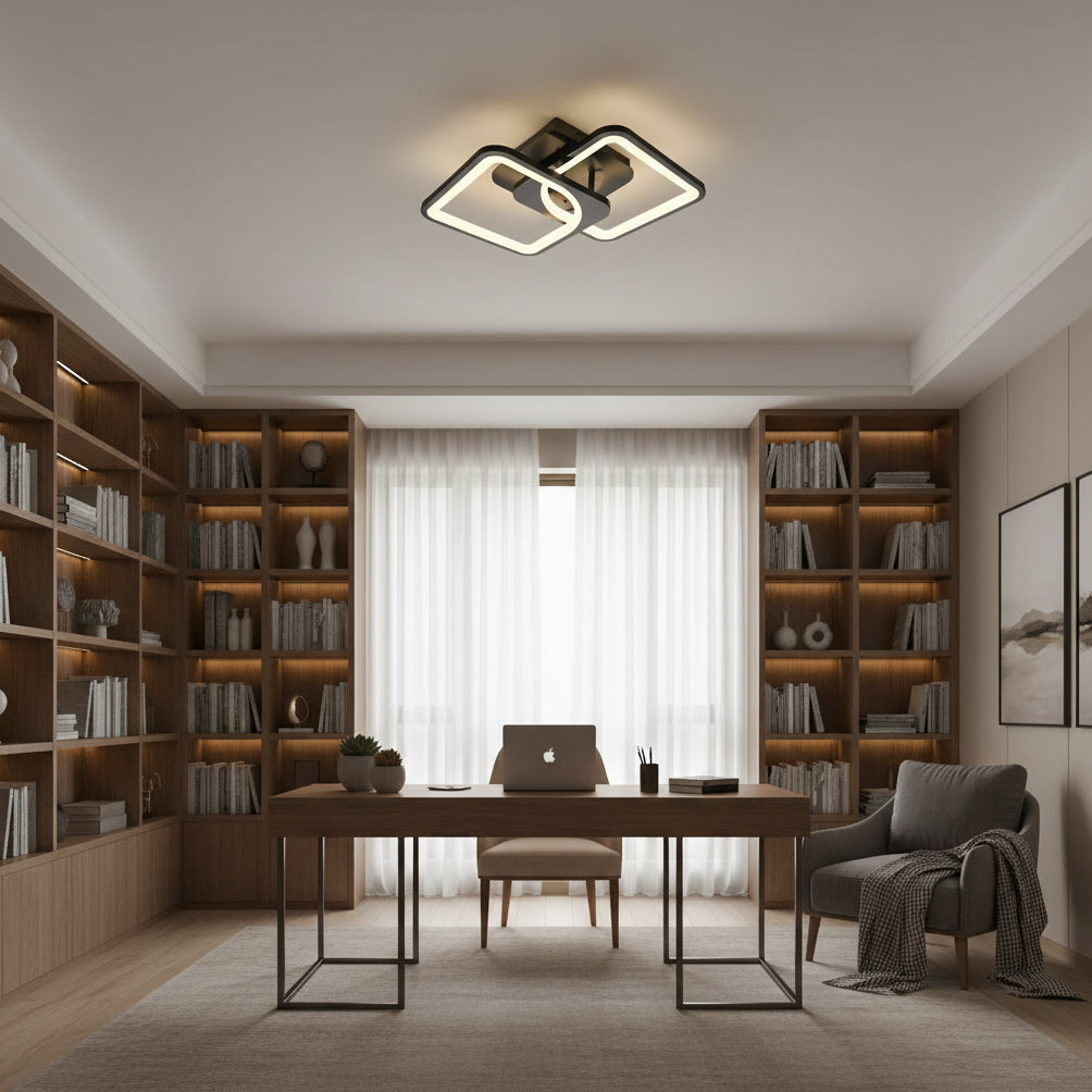 LED chandelier with remote control ZOE 27W, 2 Squares, Cold/Warm/Neutral light, Dimmable, Black LED chandeliers with remote control Default Title Alessandro Design