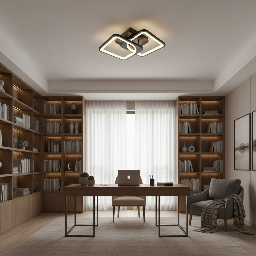 LED chandelier with remote control ZOE 27W, 2 Squares, Cold/Warm/Neutral light, Dimmable, Black LED chandeliers with remote control Default Title Alessandro Design