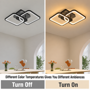 LED chandelier with remote control ZOE 41W, 2 Squares, Cold/Warm/Neutral light, Dimmable, Black