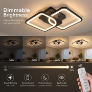 LED chandelier with remote control ZOE 41W, 2 Squares, Cold/Warm/Neutral light, Dimmable, Black