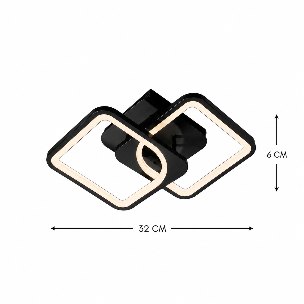 LED chandelier with remote control ZOE 27W, 2 Squares, Cold/Warm/Neutral light, Dimmable, Black LED chandeliers with remote control Default Title Alessandro Design