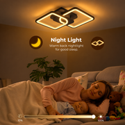 LED chandelier with remote control ZOE 41W, 2 Squares, Cold/Warm/Neutral light, Dimmable, Black