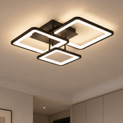 LED chandelier with remote control ZOE 60W, 3 Squares, Cold/Warm/Neutral light, Dimmable, Black, Metal and Acrylic
