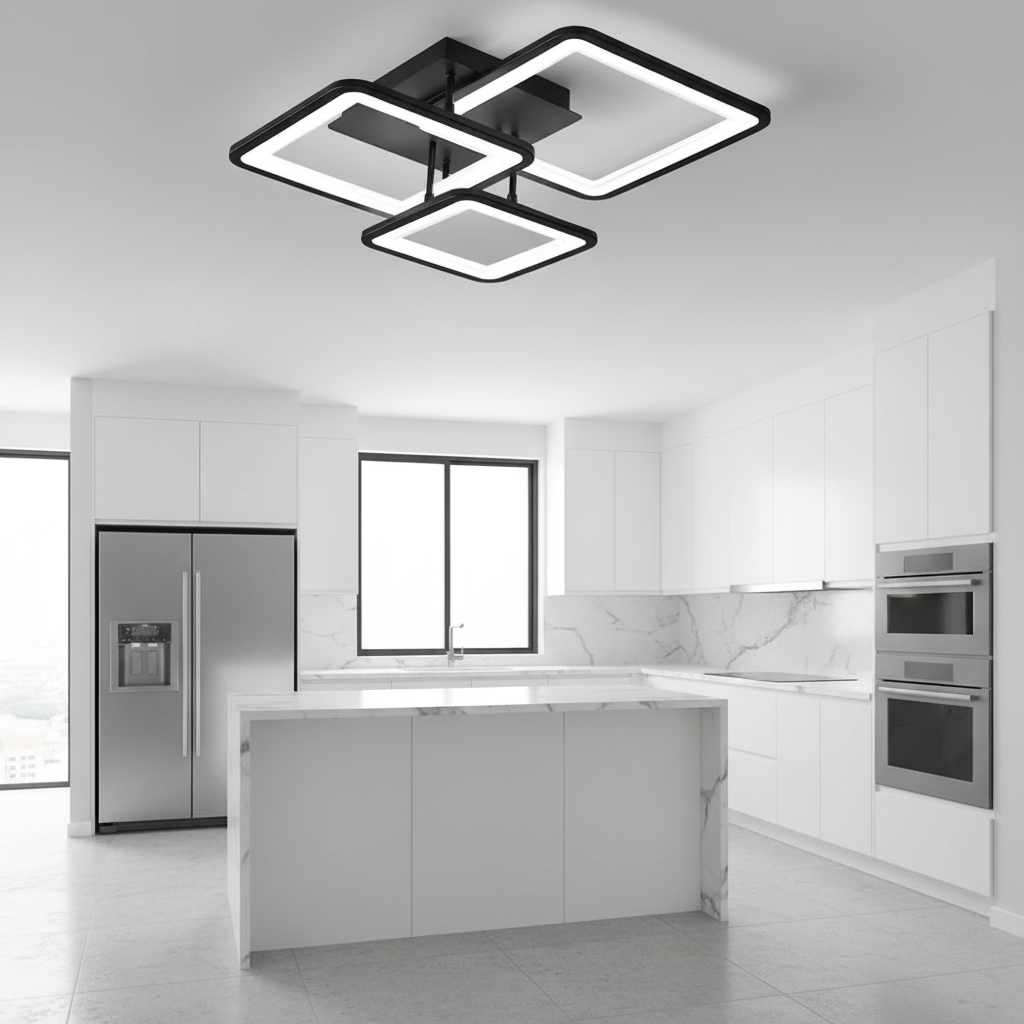 LED chandelier with remote control ZOE 60W, 3 Squares, Cold/Warm/Neutral light, Dimmable, Black LED chandeliers with remote control Default Title Alessandro Design