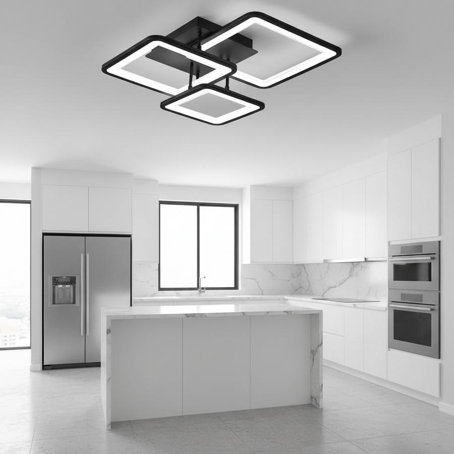 LED chandelier with remote control ZOE 60W, 3 Squares, Cold/Warm/Neutral light, Dimmable, Black LED chandeliers with remote control Default Title Alessandro Design