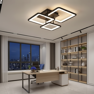 LED chandelier with remote control ZOE 46W, 3 Squares, Cold/Warm/Neutral light, Dimmable, Black