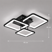 LED chandelier with remote control ZOE 60W, 3 Squares, Cold/Warm/Neutral light, Dimmable, Black, Metal and Acrylic