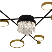 LED Chandelier with remote control and crystal GUIDA 38W, 6 Elements, Cold/Warm/Neutral light, Dimmable, Black Gold LED Chandeliers with Remote Control Default Title Alessandro Design