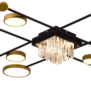 LED Chandelier with remote control and crystal GUIDA 46W, 8 Elements, Cold/Warm/Neutral light, Dimmable, Black Gold LED Chandeliers with Remote Control Default Title Alessandro Design