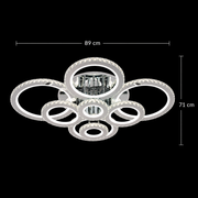 LED chandelier with remote control and crystal NOVA ROTONDA RGB, 8 Circles, Cold/Warm/Neutral light, Dimmable, Shiny Chrome