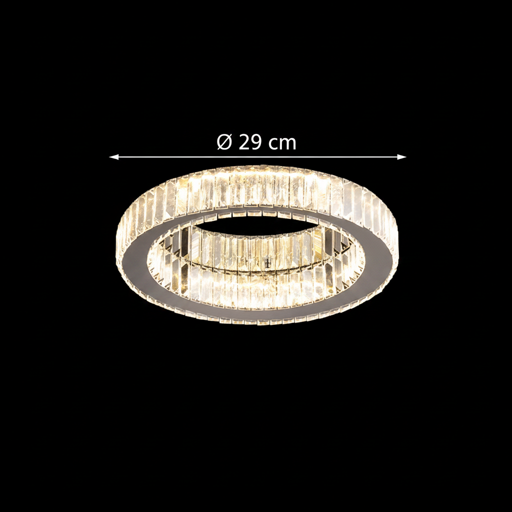 LED chandelier with remote control and crystal VERTUS 18W, 30cm, Circle, Cold/Warm/Neutral light, Dimmable, Chrome LED chandelier with remote control Default Title Alessandro Design