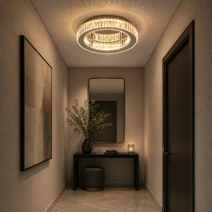 LED chandelier with remote control and crystal VERTUS 18W, 30cm, Circle, Cold/Warm/Neutral light, Dimmable, Chrome