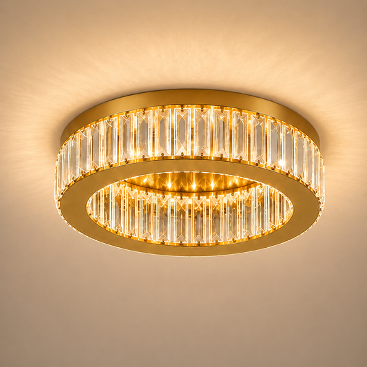 LED chandelier with remote control and crystal VERTUS 31W, 50cm, Circle, Cold/Warm/Neutral light, Dimmable, Gold