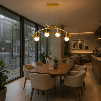 LED hanging chandelier PAAMIUT 34W, 4 light sources, Cold/Warm/Neutral light, Gold, Adjustable height