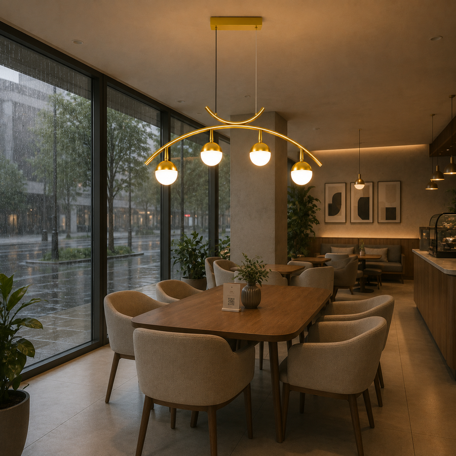 LED hanging chandelier PAAMIUT 34W, 4 light sources, Cold/Warm/Neutral light, Gold, Adjustable height