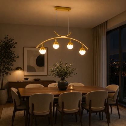 LED hanging chandelier PAAMIUT 34W, 4 light sources, Cold/Warm/Neutral light, Gold, Adjustable height