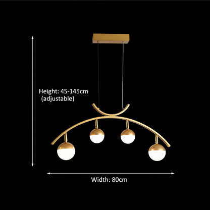LED hanging chandelier PAAMIUT 34W, 4 light sources, Cold/Warm/Neutral light, Gold, Adjustable height