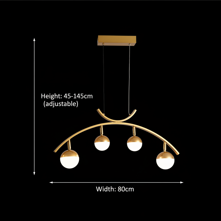 LED hanging chandelier PAAMIUT 34W, 4 light sources, Cold/Warm/Neutral light, Gold, Adjustable height