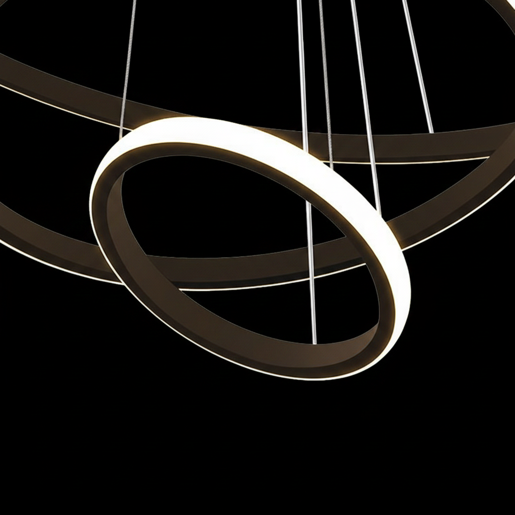 LED hanging chandelier RICCI 25W, 2 Circles, Cold/Warm/Neutral light, Black, Height Adjustable Modern Chandeliers Default Title Alessandro Design