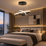 LED suspended chandelier RICCI 25W, 2 Circles, Cold/Warm/Neutral light, Black, Height Adjustable