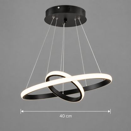 LED suspended chandelier RICCI 25W, 2 Circles, Cold/Warm/Neutral light, Black, Height Adjustable