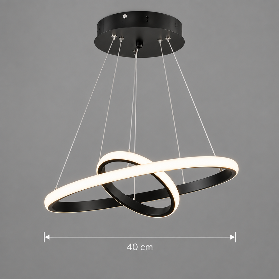 LED suspended chandelier RICCI 25W, 2 Circles, Cold/Warm/Neutral light, Black, Height Adjustable