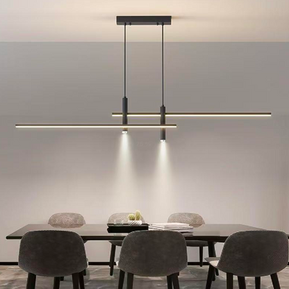Hanging LED chandelier RINA 50W, Linear, Cold/Warm/Neutral light, Black, Height Adjustable Modern Chandeliers Default Title Alessandro Design