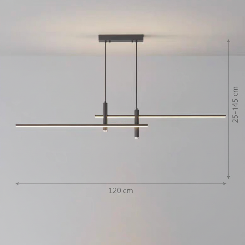 Hanging LED chandelier RINA 50W, Linear, Cold/Warm/Neutral light, Black, Height Adjustable Modern Chandeliers Default Title Alessandro Design
