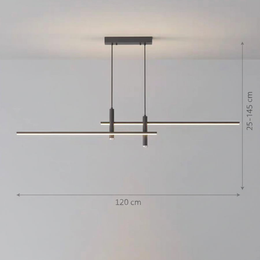 Hanging LED chandelier RINA 50W, Linear, Cold/Warm/Neutral light, Black, Height Adjustable Modern Chandeliers Default Title Alessandro Design