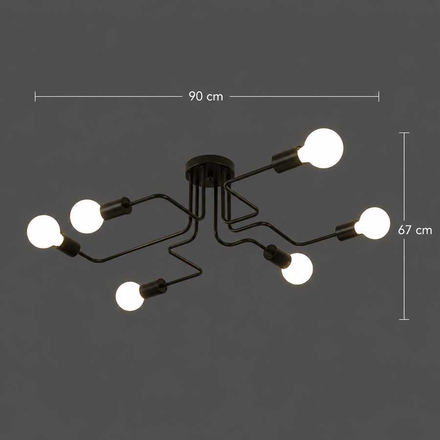 MODERNIST Hexa 6 Chandelier, 6x E27, Black, Modern Design