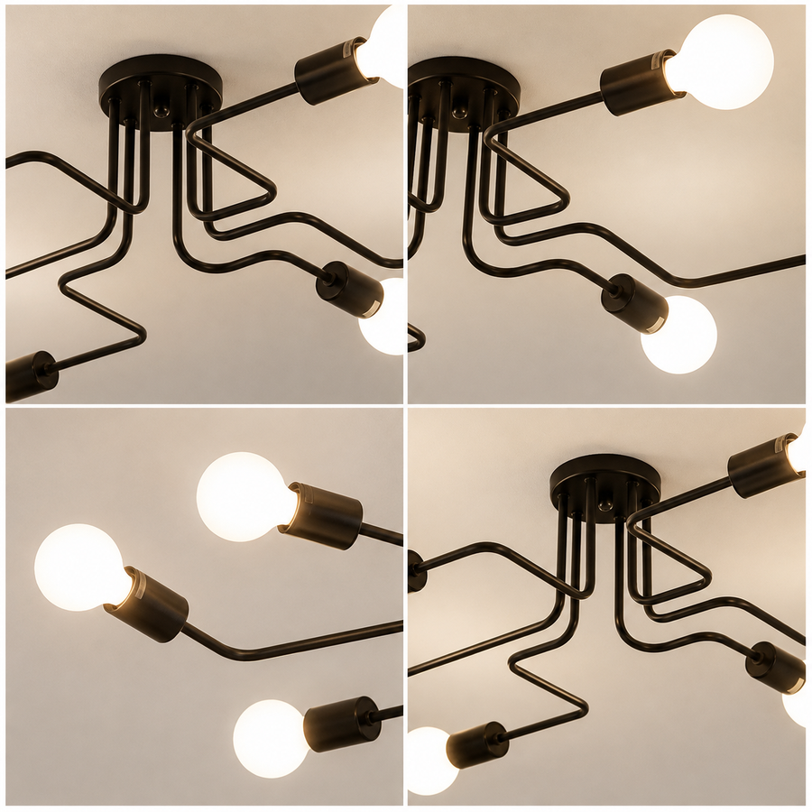 MODERNIST Hexa 6 Chandelier, 6x E27, Black, Modern Design