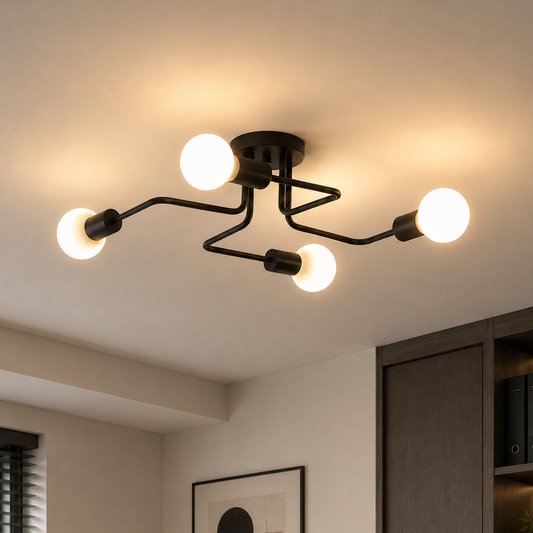 MODERNIST Quadra 4 Chandelier, 4x E27, Black, Modern Design