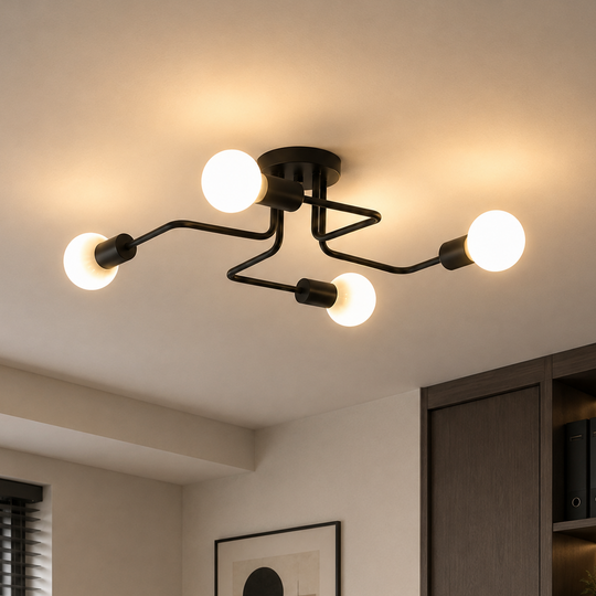 MODERNIST Quadra 4 Chandelier, 4x E27, Black, Modern Design