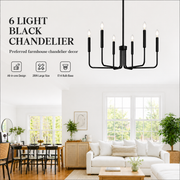 AVANT Metal Chandelier, Pendant type with arms, D63 cm Round, 6xE14, Black