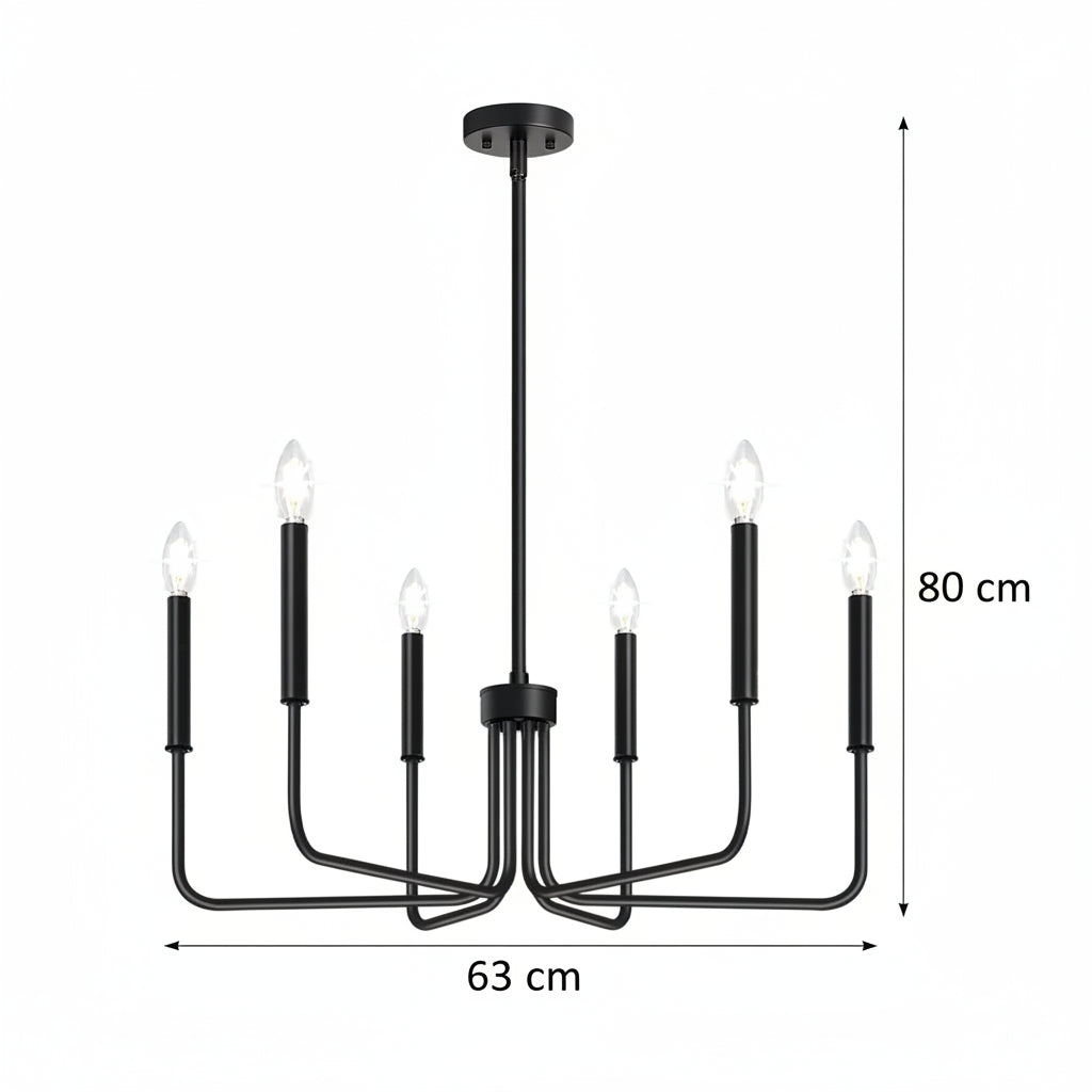Metal Chandelier AVANT, type Pendulum with arms, D63 cm Round, 6xE14, Black Industrial Chandeliers Default Title Alessandro Design