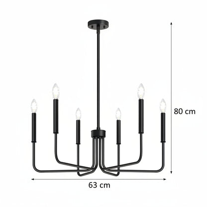 Metal Chandelier AVANT, type Pendulum with arms, D63 cm Round, 6xE14, Black Industrial Chandeliers Default Title Alessandro Design