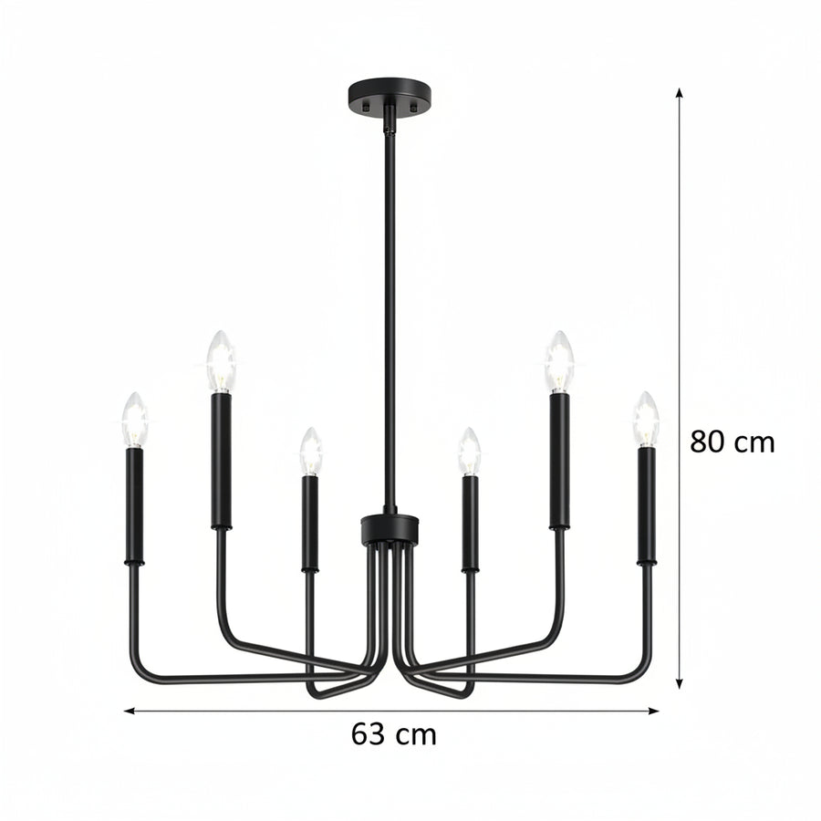 Metal Chandelier AVANT, type Pendulum with arms, D63 cm Round, 6xE14, Black Industrial Chandeliers Default Title Alessandro Design