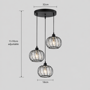 Monica Chandelier, 3 X E27, Black, Metal and Glass