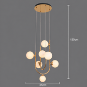 Lustra Suspendata GIJDUVAN Petito, 7 x G9, Diametru 25cm, Metal, Auriu, Inaltime Reglabila