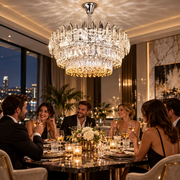 Crystal Chandelier MAJESTIC Magno 15x E14, Diameter 60cm, Shiny Chrome, Adjustable Height
