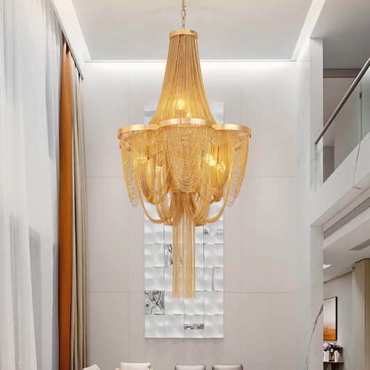 Chandelier MD9010/480MMGD, 4xE14, Diameter 48cm, IP20, Gold, Iron, Aluminum, Bulbs Not Included