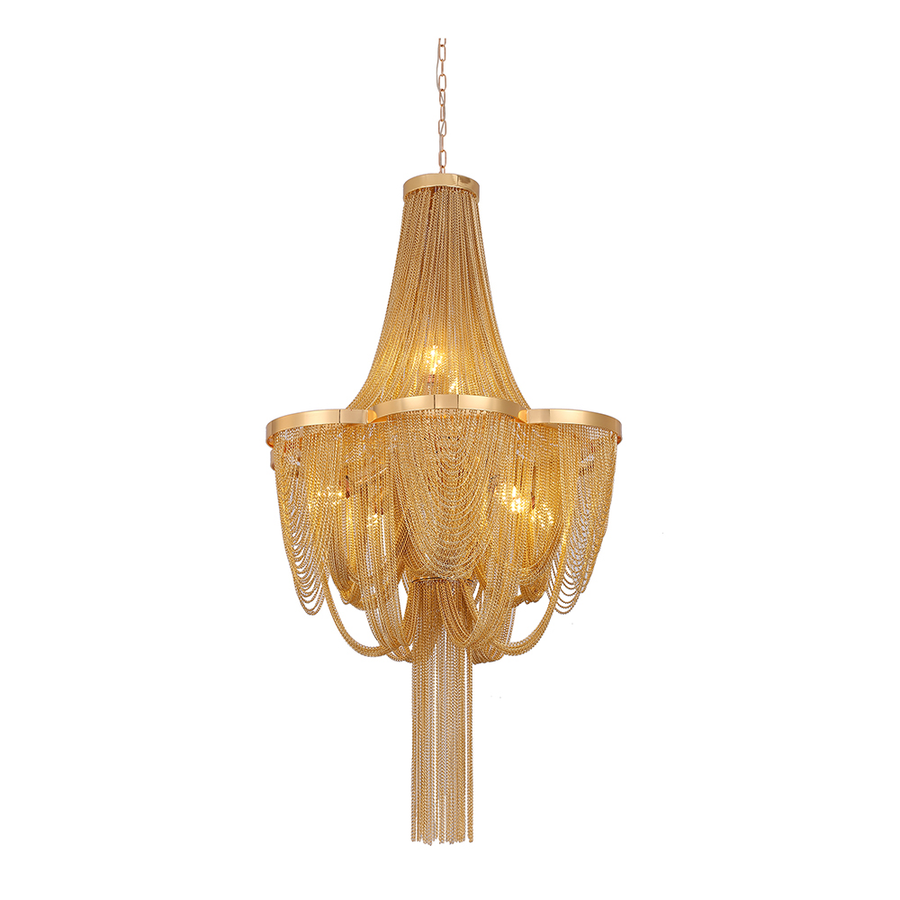 Chandelier MD9010/680MMGD, 8xE14, Diameter 68cm, IP20, Gold, Iron, Aluminum, Bulbs Not Included