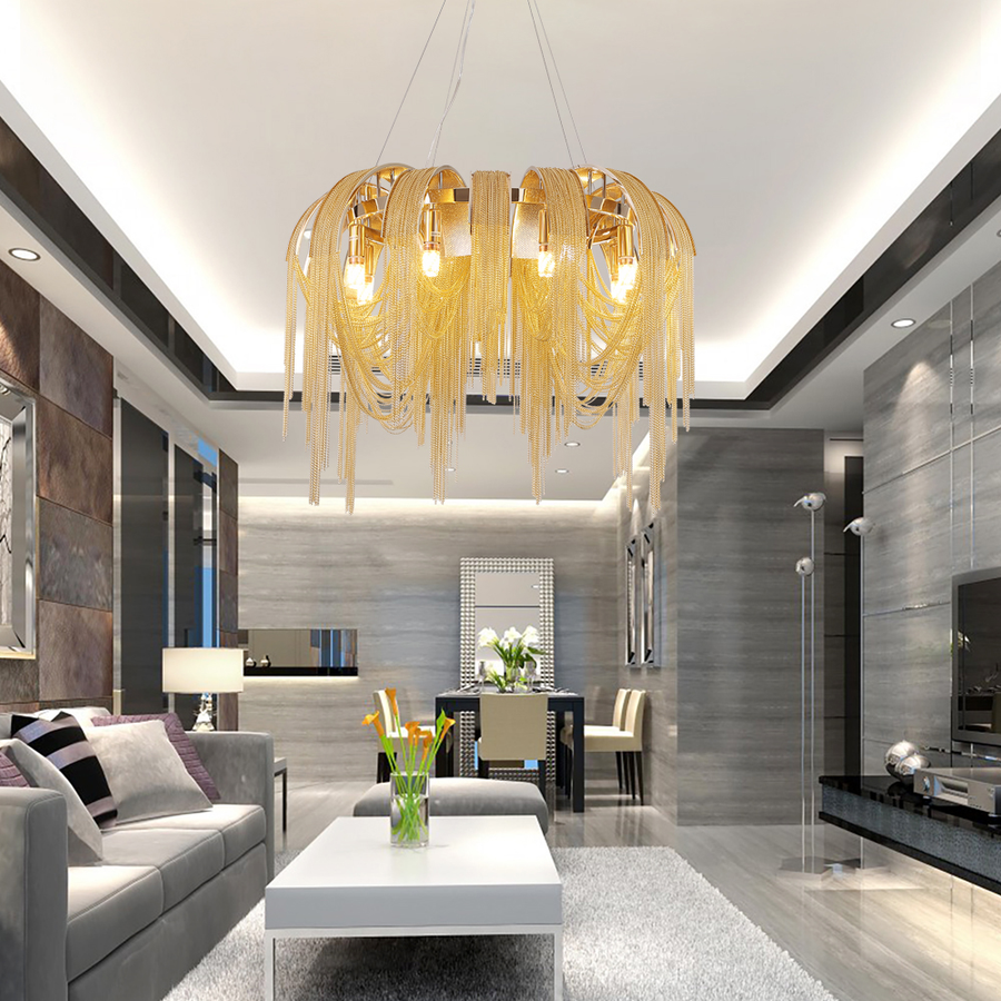 Chandelier MD9020/400MMGD, 4xE14, Diameter 40cm, IP20, Gold, Iron, Aluminum, Bulbs Not Included